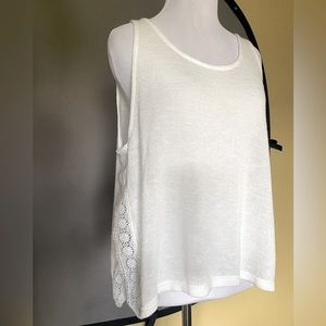 H&M White Tank with Lace Detail Size M
